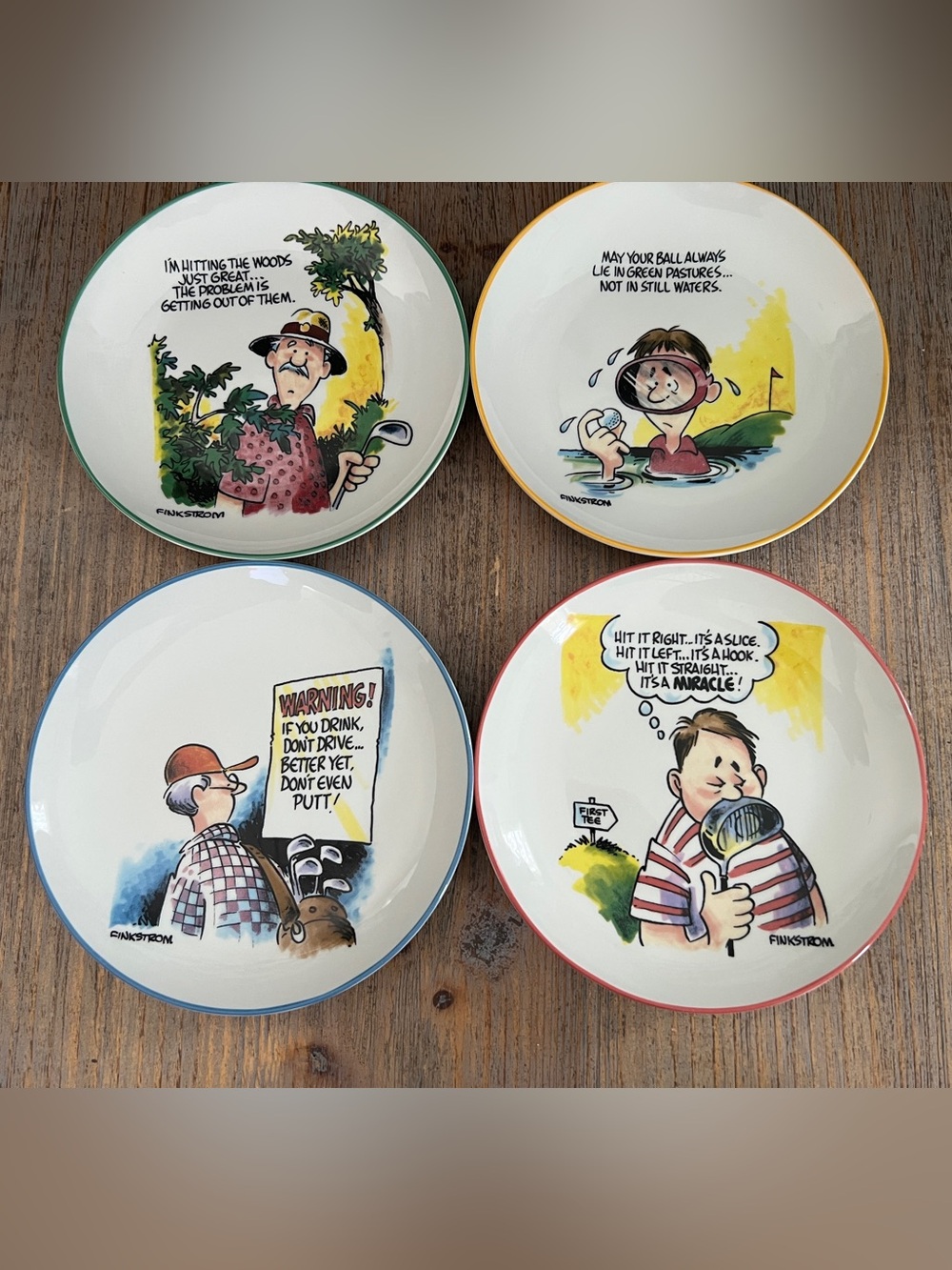 Golfer Collector Plates - Centrum Set of 4 - 6.5". Finkstom Ceramic